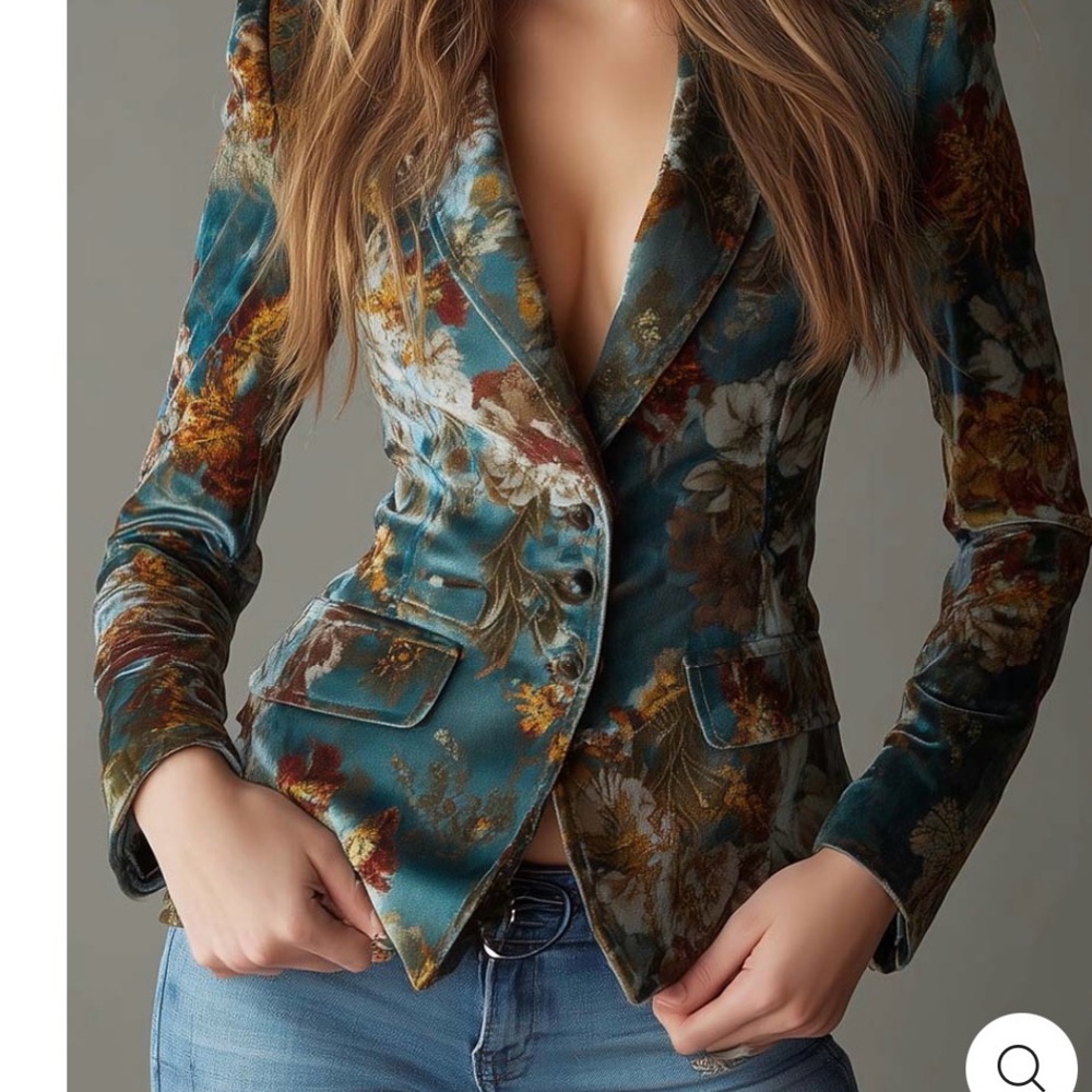 Floral Velvet Blazer - Multicolor - Picture 2 of 9